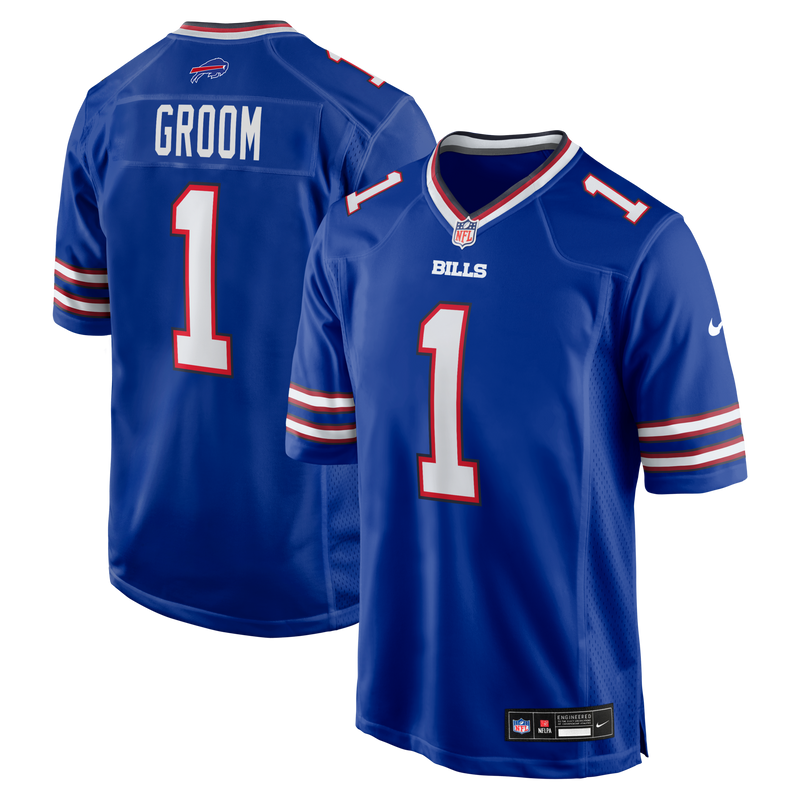 Buffalo Bills Number 1 Groom Royal Game Jersey