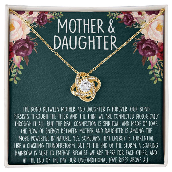Mom Love Knot Pendant, Mother Daughter Love Knot Necklace, 18k Gold Love Knot Jewelry, Meaningful Birthday Christmas Present 