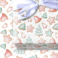 Holiday Cookie Gift Wrap, Pastel Christmas Cookie Wrapping Paper, Adorable Pastel Xmas Wrapping Paper, Whimsical Christmas Wrapping Paper Roll