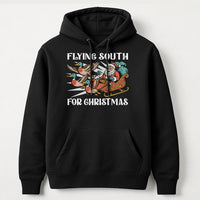 Santa Duck Hunting Hoodie, Flying South for Christmas Hoodie, Humorous Hunter Xmas Pullover Hoodie, Winter Outdoor Sweatshirt, Hunter Present