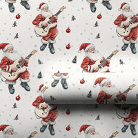 Rock Guitar Christmas Gift Wrap, Electric Guitar Santa Wrapping Paper, Musician Santa Wrapping Paper, Rocker Santa Holiday Gift Wrap Roll