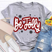 Snowflake Holiday Winter Graphic Tee, Be Jolly Christmas Shirt, Adorable Merry Xmas T-Shirt, Holiday Season Apparel Present for Men Women