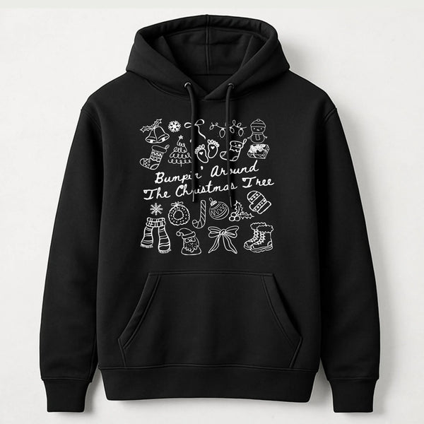 Pregnancy Announcement Hoodie, Bumpin' Around the Christmas Tree Hoodie, Adorable Maternity Holiday Sweatshirt, Expecting Mom