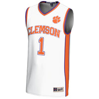 #1 Clemson Tigers Lightweight Basketball Jersey - White