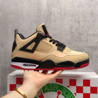 Mid Top Sneakers, Beige Black Red Colorway, Lace Up Design, Casual Gift for Sneaker Fans