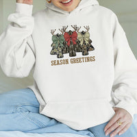 Coquette Bow Winter Holiday Sweatshirt, Camo Christmas Tree Hoodie, Camouflage Hunting Xmas Pullover, Outdoorsy Girl Christmas Hoodie