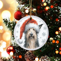 Santa Hat Berger Picard Dog Ornament, Berger Picard Christmas Ornament, Ceramic Pet Holiday Ornament, French Shepherd Dog Lover Present