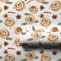 Baker Christmas Gift Wrap, Watercolor Cinnamon Roll Wrapping Paper, Comfy Holiday Baking Wrapping Paper, Sweet Winter Present Paper Roll