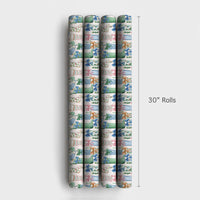 Festive Rain Boot Holiday Gift Wrap, Watercolor Wellington Boot Christmas Wrapping Paper, 90 GSM Fine Art Paper, Winter Present Wrap