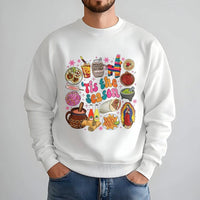 Tis the Season Food Graphic Sweatshirt, Mexican Christmas Sweatshirt, Hispanic Holiday Crewneck, Festive Mexican Xmas Pullover Sweater