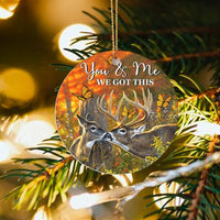 You and Me We Got This Ceramic Ornament, Kissing Deer Christmas Ornament, Romantic Nature Tree Ornament, Couples Anniversary Keepsake Present