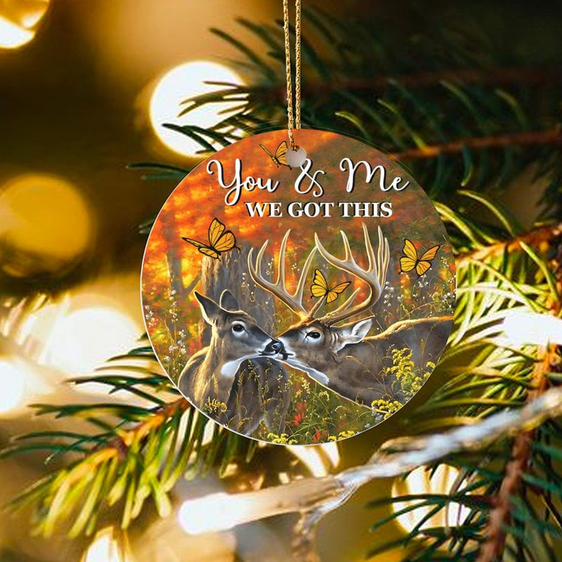 You and Me We Got This Ceramic Ornament, Kissing Deer Christmas Ornament, Romantic Nature Tree Ornament, Couples Anniversary Keepsake Present