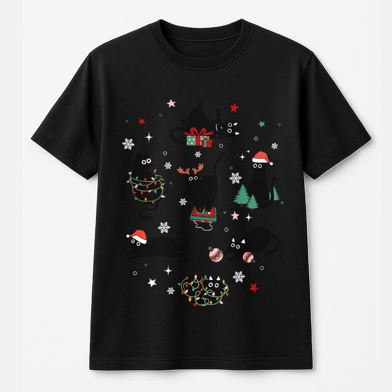 Humorous Holiday Kitten Shirt, Christmas Cat T-Shirt, Adorable Xmas Cat Graphic Tee, Animal Lover Christmas T-Shirt, Winter Holiday Cat Shirt