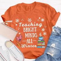 Winter Holiday Educator Shirt, Snowflake Teaching Bright Minds Teacher Christmas T-Shirt, Teacher Christmas Lights Tee, Holiday T-Shirt