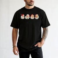 Vintage Christmas Santa Faces Tee, Retro Santa Graphic T-Shirt, Nostalgic Holiday Party Shirt, Festive Xmas Aesthetic Unisex Top