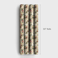 Gold Ring Holiday Gift Wrap, Watercolor Red Berry Christmas Wrapping Paper, Botanical Berry Wrapping Paper, Elegant Xmas Gift Wrapping Paper