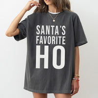 Humorous Naughty List Christmas Graphic Tee, Santa's Favorite Ho T-Shirt, Adult Holiday Humor Shirt, Xmas Party Graphic Top, Present for Her