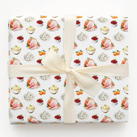 Watercolor Foodie Christmas Gift Wrap, Christmas Dinner Holiday Feast Wrapping Paper, Festive Dinner Wrapping Paper, Winter Present Wrap