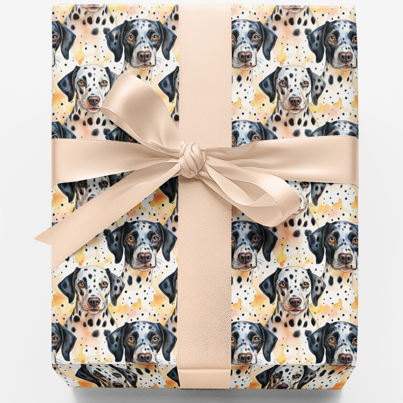 Spotted Puppy Holiday Gift Wrap, Dalmatian Christmas Wrapping Paper, Festive Dalmatian Present Paper, Adorable Dog Lover Holiday Wrapping Paper
