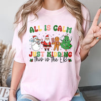 Nurse Christmas T-Shirt, All Is Calm Just Kidding ER Shirt, Humorous ER Holiday Tee, Medical Staff Xmas Graphic Shirt, ER Nurse Present