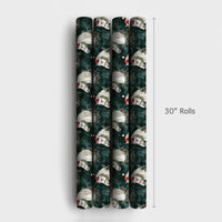 White Stallion Santa Hat Gift Wrap, Horse Christmas Wrapping Paper, Equestrian Christmas Wrapping Paper, Holiday Horse Wrapping Paper Roll