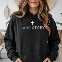 Minimalist Christian Christmas Pullover, True Story Jesus Nativity Hoodie, Religious Manger Scene Hooded Sweatshirt, Faith Holiday Present