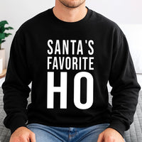 Humorous Sarcastic Christmas Crewneck, Santa's Favorite Ho Sweatshirt, Sassy Naughty List Holiday Sweater, Retro Xmas Pullover, Present for Her