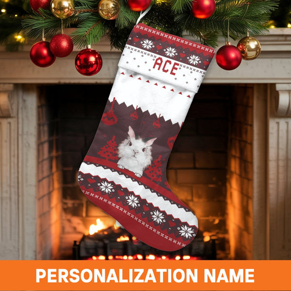 Personalized Animal Holiday Stocking, Bunny Rabbit Christmas Stocking, Custom Name Christmas Stocking, Adorable Bunny Lover C