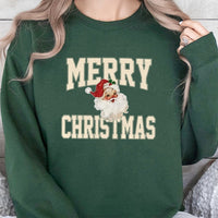 Retro St Nick Graphic Sweater, Vintage Merry Christmas Santa Sweatshirt, Nostalgic Holiday Crewneck, Winter Season Pullover Present