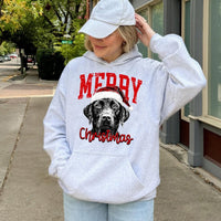 Santa Hat Black Lab Hoodie, Black Labrador Christmas Hoodie, Adorable Holiday Dog Mom Sweatshirt, Festive Retriever Winter Pullover Present