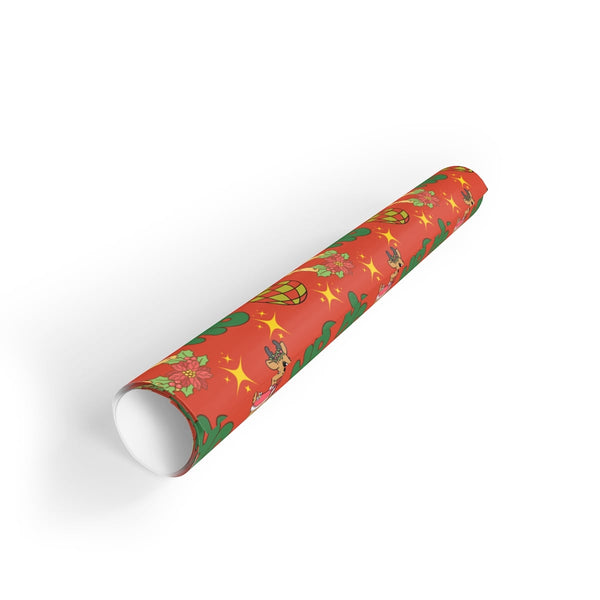 Reindeer Cactus Gift Wrap, Southwestern Christmas Wrapping Paper, Holiday Poinsettia Gift Wrapping Paper, Western Xmas Presen