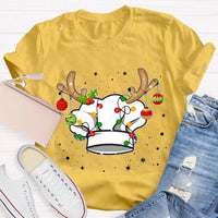 Humorous Holiday Baker Cook Shirt, Christmas Chef Hat Snowflake T-Shirt, Christmas Cooking Lights Tee, Kitchen Baking Christmas T-Shirt