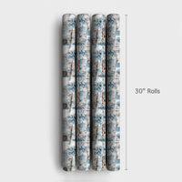 Snowy Skyline Christmas Gift Wrap, Winter Cityscape Wrapping Paper, Watercolor Waterfront City Wrapping Paper, Holiday Gift Wrap Roll