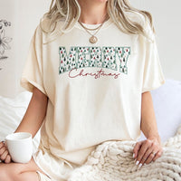 Vintage Pine Forest Holiday Shirt, Retro Varsity Christmas Tree T-Shirt, Merry Christmas Graphic Tee, Festive Winter Nature Shirt for Women