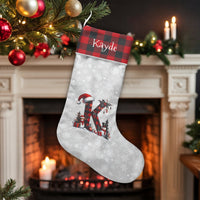 Buffalo Plaid Letter Stocking, Personalized Monogram Christmas Stocking, Custom Initial Holiday Stocking, Rustic Family Xmas Stocking