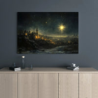 Nativity Scene Christmas Canvas Art, Star of Bethlehem Canvas Print, Holy Night Religious Canvas, Holiday Home Wall Decor Digital Download