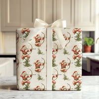 Watercolor Bow and Arrow Santa Gift Wrap, Santa Archer Wrapping Paper, Hunter Santa Christmas Wrapping Paper, Archery Holiday Gift Wrap