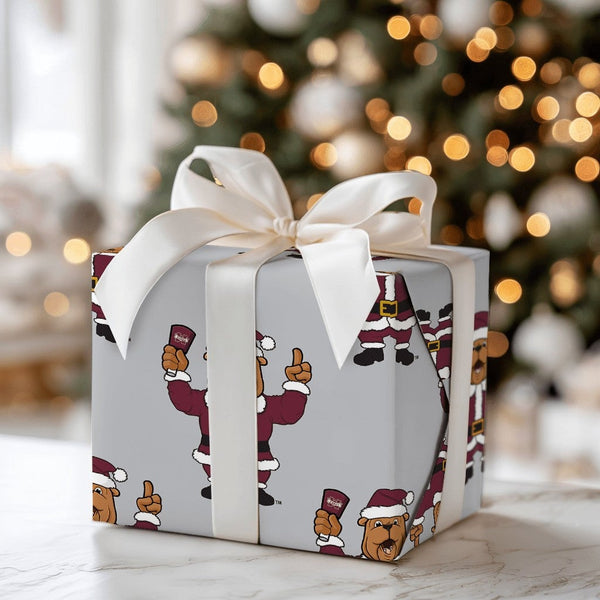 Santa Bulldog Holiday Gift Wrap, Bulldog Mascot Christmas Wrapping Paper, Adorable Dog Xmas Wrapping Paper, Sports Alumni Gif