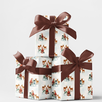 Adorable Christmas Meal Gift Wrap, Santa and Reindeer Dinner Wrapping Paper, Retro Holiday Story Wrapping Paper, Xmas Present Paper Roll