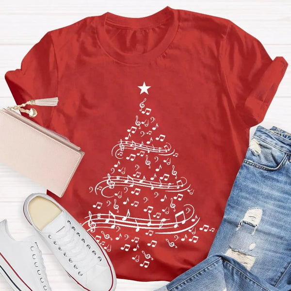 Holiday Musician Graphic Tee, Musical Notes Christmas Tree Shirt, Merry Christmas Music Lover Shirt, Music Teacher Holiday Pr