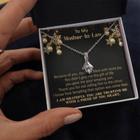 Ribbon Pendant Necklace, Mother-in-Law Necklace, Mom-in-Law Jewelry Present, Cubic Zirconia Cable Chain Necklace, Christmas Present for Mom