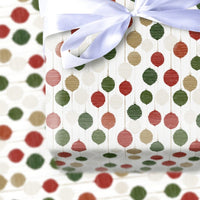 Festive Holiday Baubles Gift Wrap, Ikat Ornaments Christmas Wrapping Paper, Colorful Geometric Xmas Wrapping Paper, Modern Present Packaging