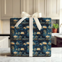Magical Winter Train Gift Wrap, Snowy Village Christmas Wrapping Paper, Comfy Night Village Wrapping Paper, Holiday Season Gift Wrap