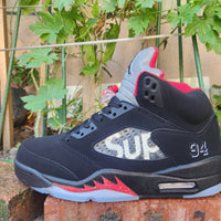 High Top Sneakers, Black Red Colorway, Lace Up Design, Casual Gift for Sneaker Fans