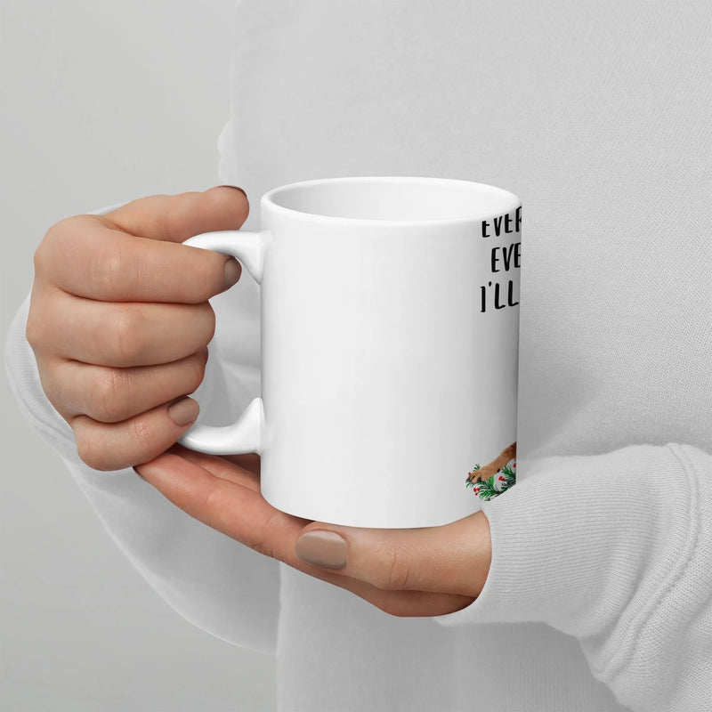 Humorous Sloth Holiday Wreath Coffee Mug, Sloth Christmas Mug, Glossy Ceramic Xmas Mug, Winter Holiday Drinkware Animal Lover Present