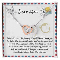 Two Tone Cubic Zirconia Heart Pendant, Mom Interlocking Hearts Necklace, Linked Hearts Mother Necklace, Christmas Birthday Present for Mom