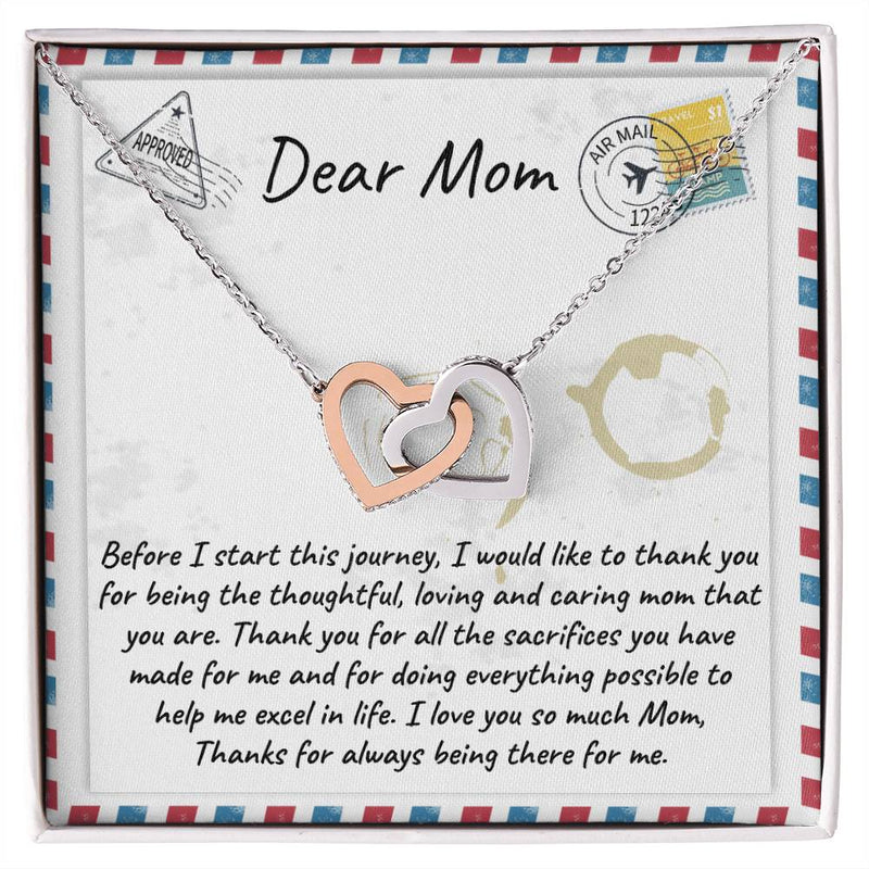 Two Tone Cubic Zirconia Heart Pendant, Mom Interlocking Hearts Necklace, Linked Hearts Mother Necklace, Christmas Birthday Present for Mom
