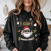 Humorous Middle Finger Christmas Hoodie, Santa's Tired Hoodie, Sarcastic Xmas Hooded Sweatshirt, Holiday Graphic Hoodie, Adult Xmas Present