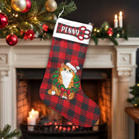 Red Buffalo Plaid Pet Xmas Stocking, Personalized Orange Cat Christmas Stocking, Custom Name Cat Holiday Stocking, Adorable Kitten Lover Present