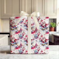Watercolor Skater Santa Gift Wrap, Splatter Skateboarding Santa Wrapping Paper, Fun Christmas Present Wrap, Artistic Holiday Paper Roll